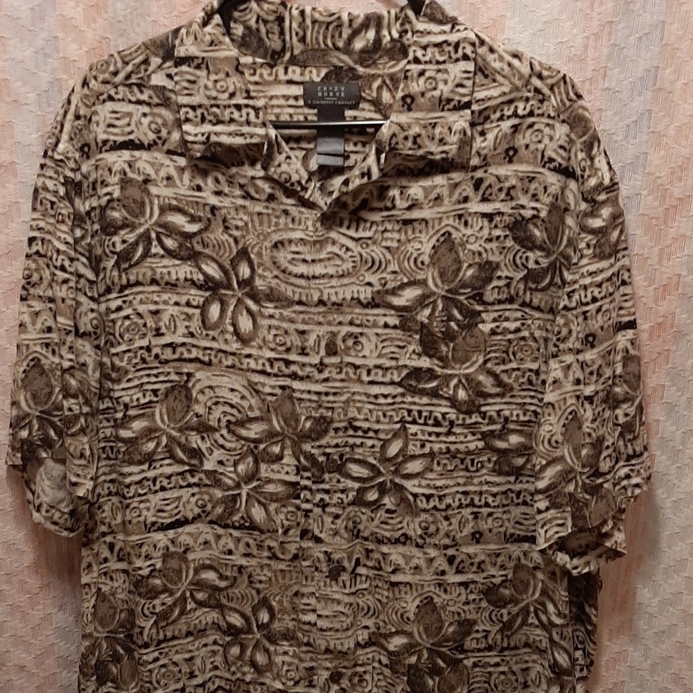 Aztec and Floral Crazy Horse Button Down Short Sleeve Summer BBQ Shirt